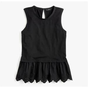 J.CREW Women's Peplum Tulip-Back Tank Top in Black-Size Medium
